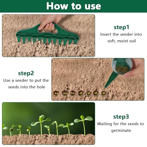 YYTECH 7er Set Aussaathilfe Samenspender pflanzhilfen Verstellbarer Saatgutspender Pflanzhilfe mit 12 Löchern, Seed Dispenser, Handpflanzer, Säwerkzeug Set Aussaathilfe für Gemüse und Blumen