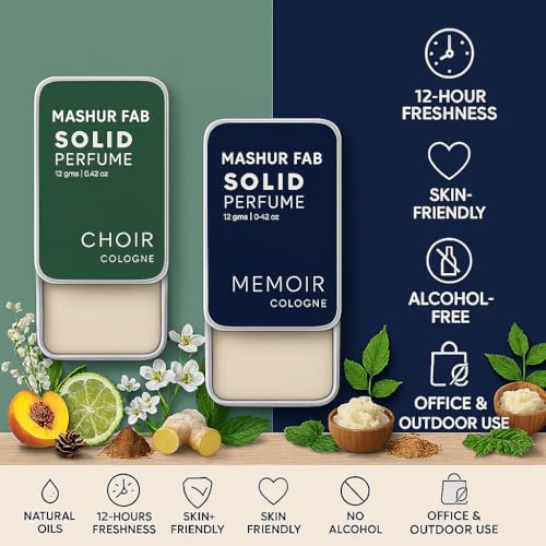 Image of Solid Perfume Combo - Soiree & Antonia | 2-Pack Alcohol-Free Natural Cologne | Long-Lasting Fragrance for Men & Women | Citrus, Floral & Woody Notes | 12g Each (Pinecone, Grapefruit)