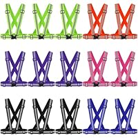 YFNVH 15 Pack Reflective Vest Running Gear Adjustable High Visibility Safety Vest Lightweight Visible Reflective Belt Straps for Night Running Cycling Outdoor Jogging Dog Walking, 6 Colours