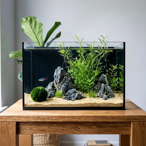 Image of 3 Gallon Glass Fish Tank Cube, Small Aquarium Fish Bowl for Betta Goldfish Snails Shrimp Aquatic Planting, Easy to Maintain Ultra Clear Rimless Design for Desktop Small Spaces