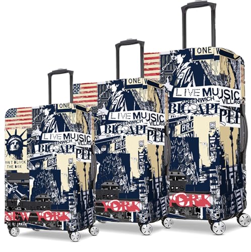 Image of Printed Luggage Cover for Traveling Bag & Suitcase - Stretchable & Scratchproof Trolley Protector with Velcro Lock & Lightweight Washable Material(Suitcase Bag Not Included, Only Cover in Product)