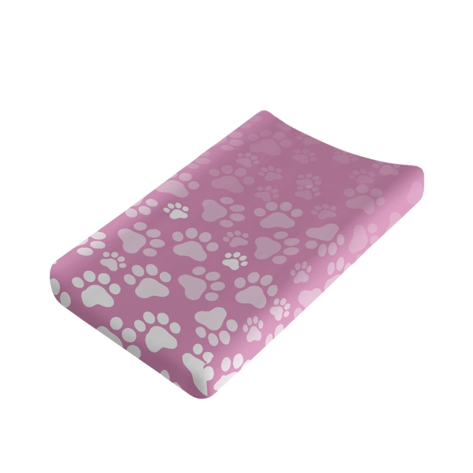 Wanyint Pink Paw Print Muslin Diaper Changing Table Pad Cover,Stretchy Changing Pad Covers Diaper Table Mat Cover,Change Table Cover Sheets for 32''x16 Pad