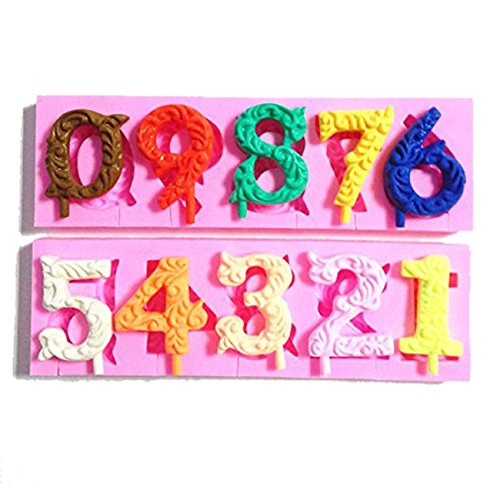 Wocuz W0589 0 to 9 Numbers 3D Shaped Fondant Chocolate Candy Making Mold Small Pastry Mould Cake Decorating Tool