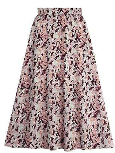 Robe longue décontractée à taille haute élastique confort absolu motif floral
