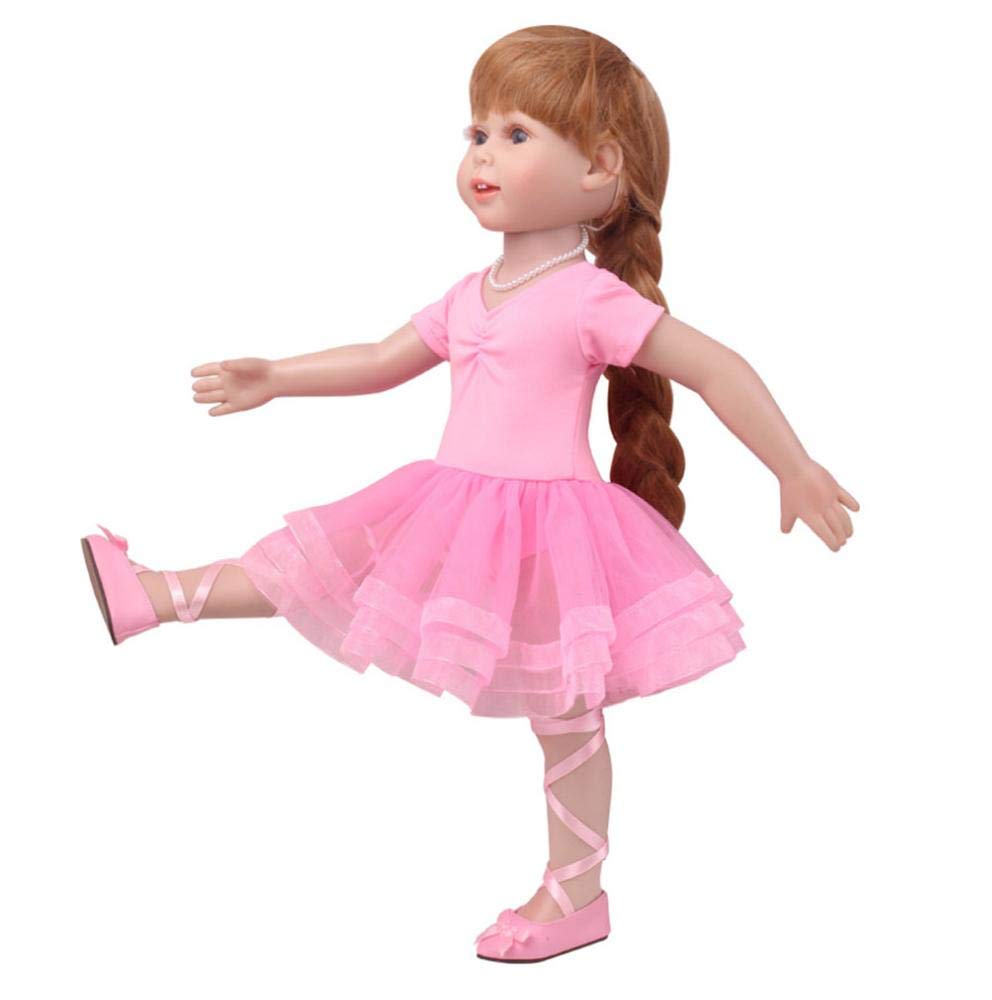 DUORUI Doll Clothes Ballet Dress Outfit Lace for American Girl Doll 18 inch, Pink, 18-inch - Image 4
