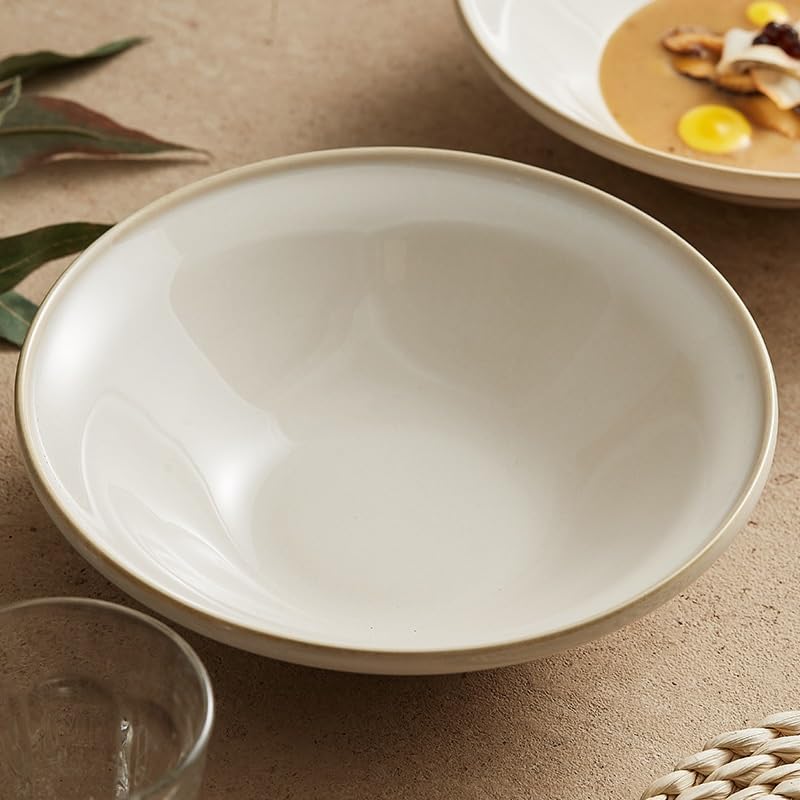 Miski na zupę beżowa miska na zupę Ceramiczne zastawa stołowa do domu Restauracja Gotowana ryba Duża miska Salon Miska na przekąski Miski na kolację (S)