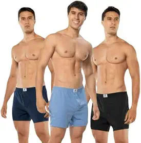 Kit 3 Cuecas Samba Canção Masculina, 100% Algodão, com Abertura Frontal Keeper