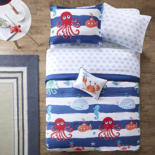 Mi Zone Kids Sealife Cozy Bag Comforter With Complete Sheet Set Fun And Playful Print, Children Bedding Girls Bedroom Décor, Full, Blue 8 Piece #TOP3