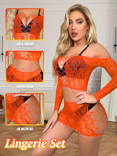 Image of GirlFriend Lingerie for Women Lovely Deep V Neck Teddy Babydoll Mesh Nightwear for Women Mesh Badydoll Fishnets Dresses See Through Lingerie Chemise Outfits One Piece