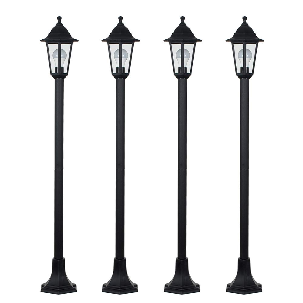 Valuelights Unisex Black Mayfair Set Of 4 Traditional Lantern Outdoor Bollard Light