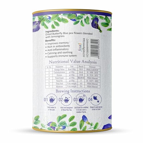 Image of The Meadows Butterfly Blue Pea Tea with Lemongrass Tea - 50g - 100 Cups | Caffeine-Free Herbal Blend with Floral Notes