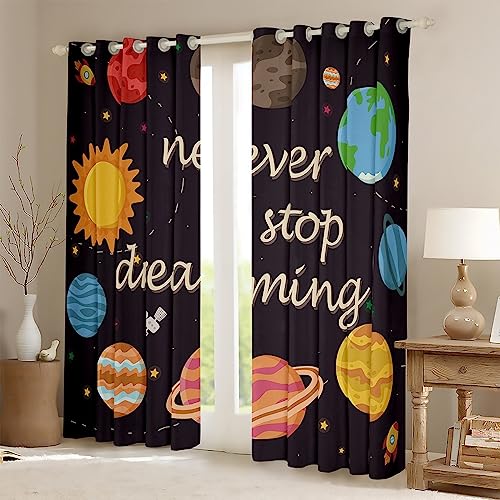 Homemissing Solar System Curtains for Bedroom Living Room Kids Outer Space 30%-50% Blackout Curtains Universe Planets Window Drapes Galaxy Window Treatments Nebula W46*L72 - Image 2