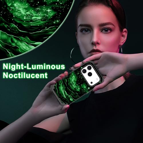 LONTECT for iPhone 17 Pro Case Glow in the Dark Three Layer Heavy Duty Shockproof Hard PC+Soft Silicone Rugged Full Body Protective Case,Dark Night - image 6