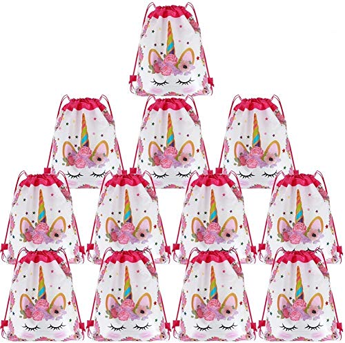Niños Party Bolsas  BESTZY 12 Piezas Unicornio con Cordón con Mochilas Suministros