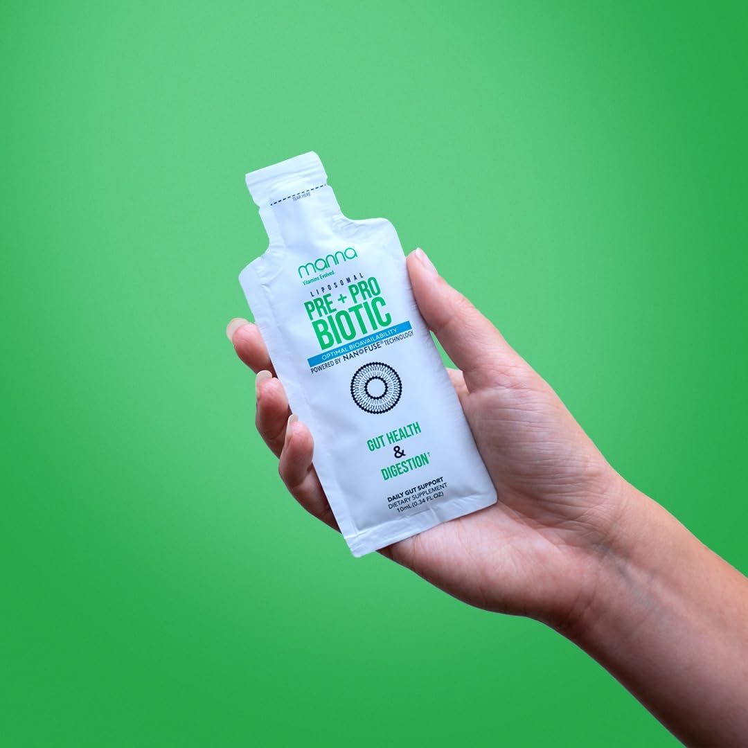 Manna Vitamins Evolved Liposomal Prebiotic + Probiotic Packets – 40 Billion CFU, 8 Strains – Gut, Digestive, Immune Support – High Absorption, Shelf-Stable, Daily Supplement, 30 Single Serves