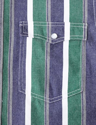 JOGAL Mens Striped Western Shirts Long Sleeve Pearl Snap Casual Cowboy Shirt Regular Fit Work Shirts with Two Pockets4