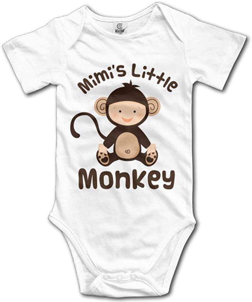 Mimi's Little Monkey Baby Bodysuit - 100% Cotton Short Sleeve Romper For Boys & Girls 0-24 Months