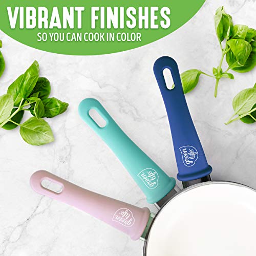 Greenlife Ceramic 12-Inch Nonstick Skillet, Dishwasher Safe Turquoise & Greenlife Ceramic Nonstick Saucepan Pot, 1Qt. #TOP5