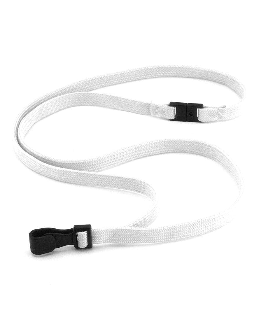 Lanyards Tomorrow Girls White Pack Of 100 Breakaway Lanyards With Plastic J-Hook Clips Plain Coloured - By Lanyardstomorrow Neck Strap For Key Name Tag Badge Pass Card Holders Bulk Lanyard Id Supplies