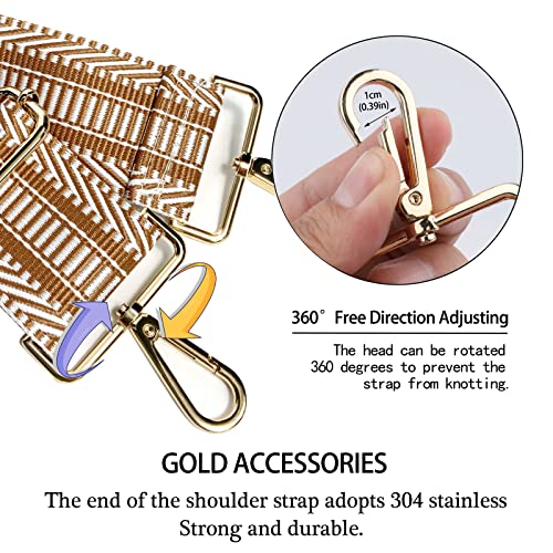 Image of Dsigo Purse Strap, 2 inch Wide Gold Buckle Embroidery Crossbody Shoulder Strap for Bag Handbag Canvas Bag Crossbody Bags