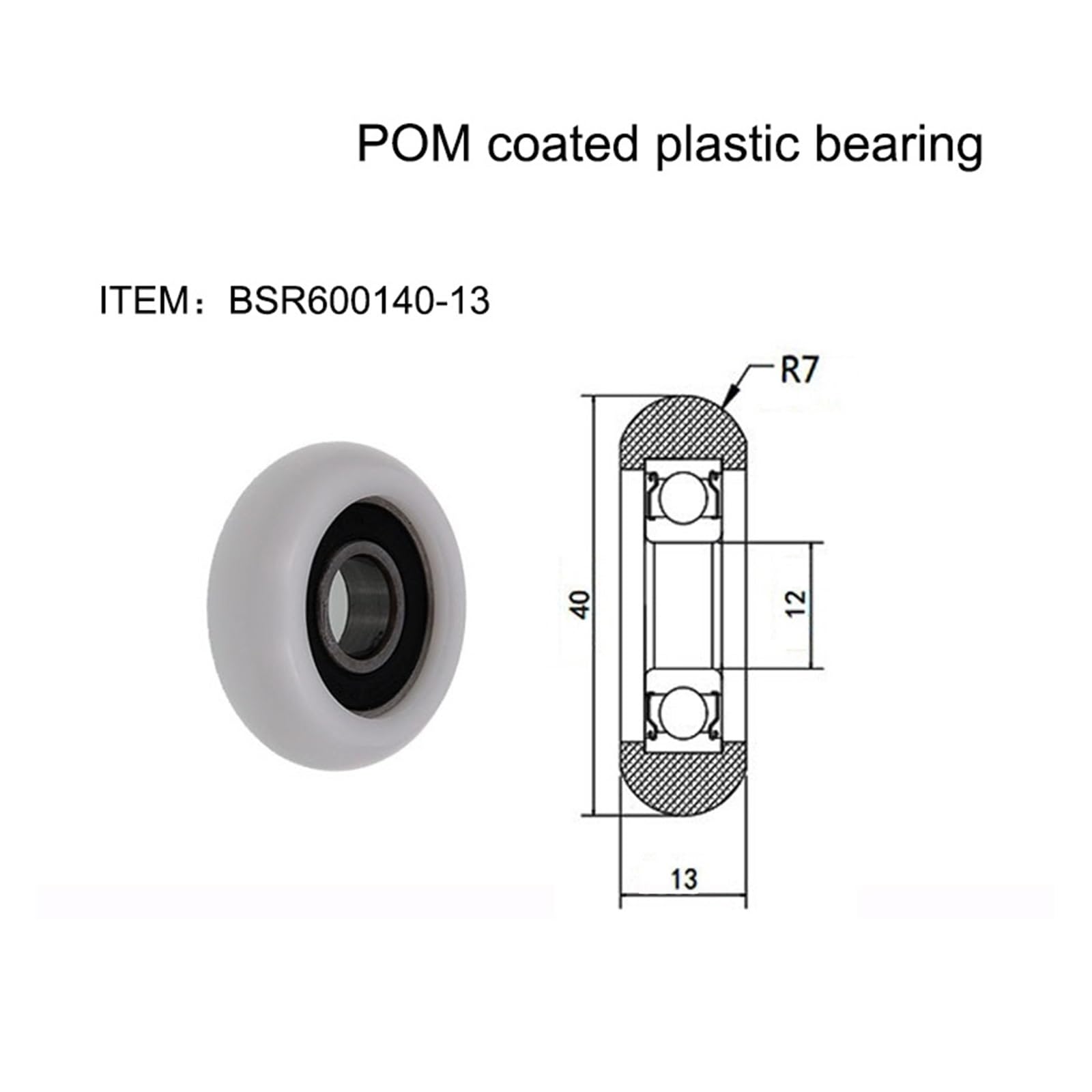 Roulement à billes à revêtement plastique Arc BSR600140-13, guide mécanique, roue en plastique, roue en nylon, 1 pièce