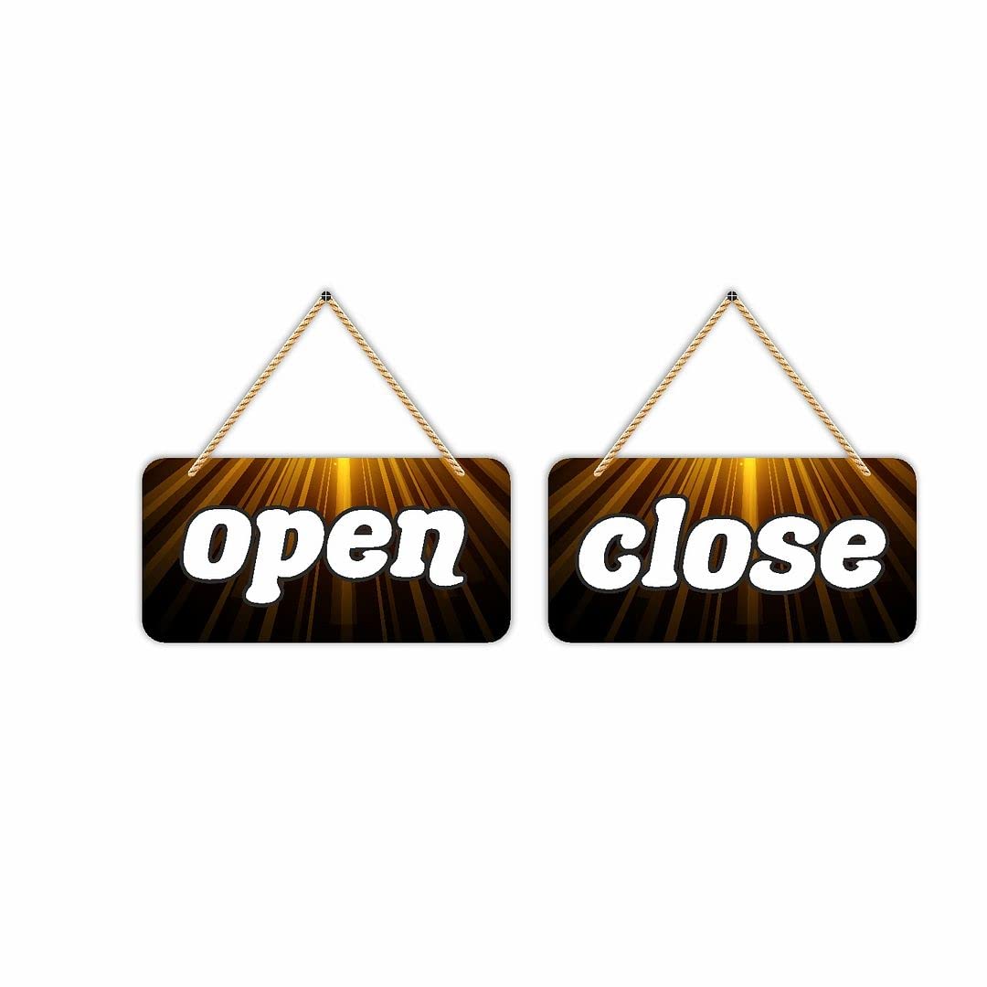 KREEPO Wooden Wall Hanging Open Closed Sign For Front Door Decor, Wall Art Home Wood Decoration Idea For Modern Store/Club/cafe/shop, Multicolour (10inch x 5inch)