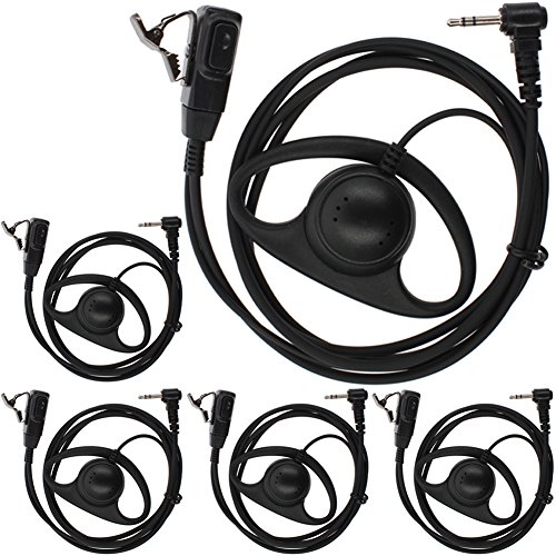 Tenq 5pack D Shape Earpiece Headset PTT for Motorola Talkabout Cobra Two Way