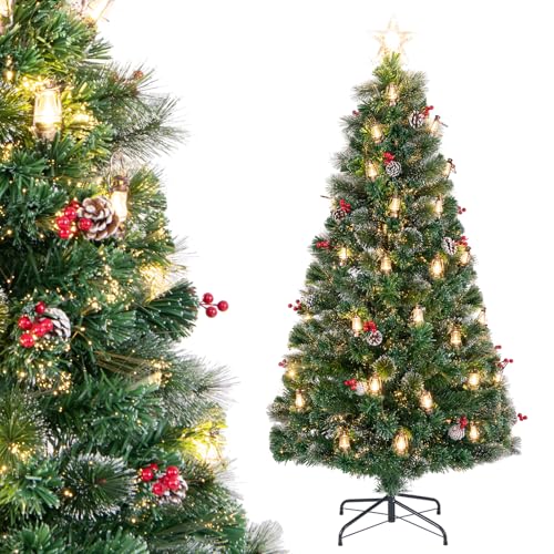 COSTWAY Albero di Natale 150CM/180CM, Albero di Natale con 49/64...
