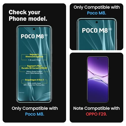Image of FIRST MART UV Tempered Glass for Poco M8 - Pack of 2, 9H Full-Glue Curved Screen Protectors, HD Clear, Fingerprint Compatible, 2 Complete UV Installation Kits