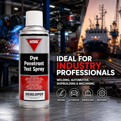 Image of AEROL Dye Penetrant Developer Spray | Non-Aqueous Wet Developer | 203g /280ml | Quick Crack Detection | Non Corrosive | for Welding & Maintenance