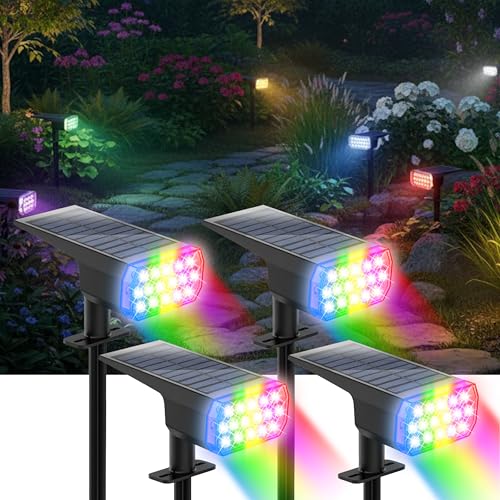 Chasikeo Solar Lights Outdoor Waterproof, LED Solar Spot Lights Outdoor,