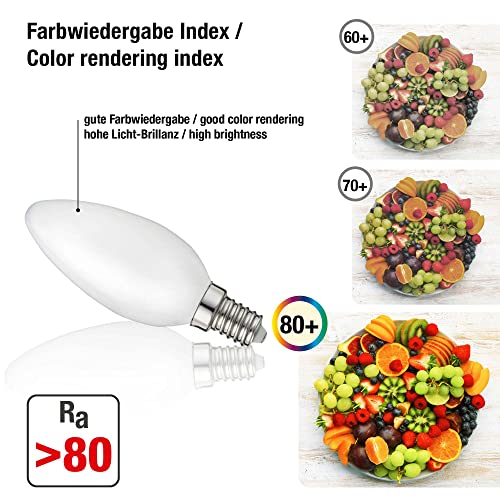 Hellum LED Light Bulb C35 LED Filament E14 Base Warm White 2700 K 2 W Matt Pack of 5 207200, 5er Pack - Image 4
