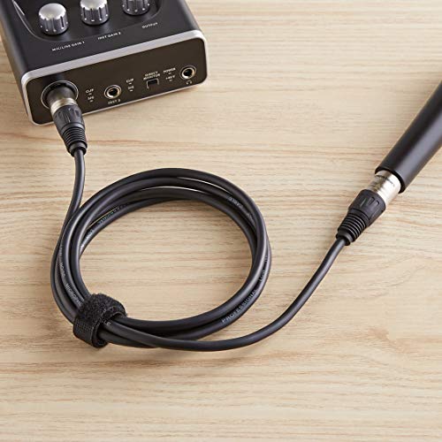 Image of Amazon Basics 2-Pack XLR Male to Female Microphone Cable for Speaker or PA System, All Copper Conductors, 6MM PVC Jacket, 6 Foot, Black