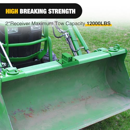 Image of Nilight Bolt on Tractor Bucket 2 inch Towing Receiver Adapter 5 /8 inchPin Hole Class 3 Trailer Hitch 12000 LBS Work Well for Tractor Buckets Green