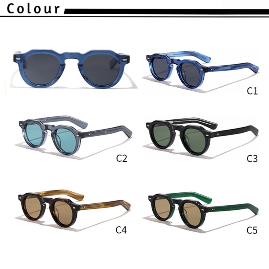 Gafas de sol vintage sencillas redondas para hombre, montura pequeña de acetato, gafas de sol para mujer, ideales para fiestas, viajes y actividades al aire libre.