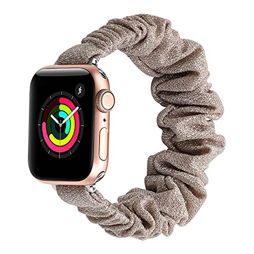 Preisvergleich Produktbild YONGCHY Scrunchie Gummiband kompatibel mit Apple Watch Strap 38mm 42mm 40mm 44mm, Stoffarmband mit Musterdruck kompatibel mit Apple Watch SE / iWatch Series 6 5 4 3 2 1,42mm / 44mm