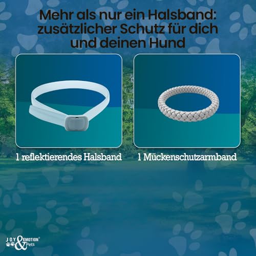 JOY & EMOTION® Super Zeckenhalsband für Hunde, Flohhalsband 5 Stück + 1 Mückenarmband | Natürlich, Verstellbar & Wasserfest | Für Kleine, Mittlere & Große Hunde | 30 Monate Schutz gegen Zecken & Flöhe