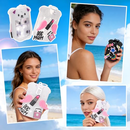 Image of Mity rain Hand Sanitizer Spray Case Compatible With Touchland, Cute Silicone Hand Sanitizer Holder Keychain with 4 Charms, Portable Refillable Sanitizer Accessory, Gift for Women And Teens
