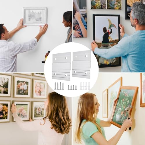 Image of Z Clips French Cleat Picture Hanger Aluminum French Cleat Hanger Heavy Duty Picture Hangers Wall Mounting Mirror Hanging Hardware Z Clip Mirror Hanger for Artwork, Wall Painting (2 inch-2Pairs)