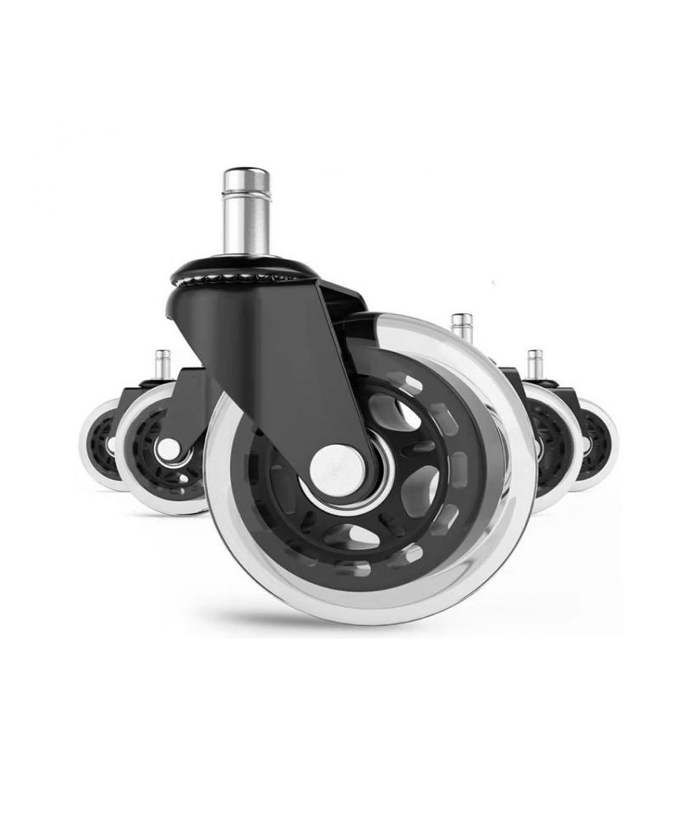 MXXDMOPD 2.5-inch/3-inch M10/m11 Caster circlip Black Transparent Wheel Rod PU Silent Universal Office Chair(2.5 Inch-11mm)