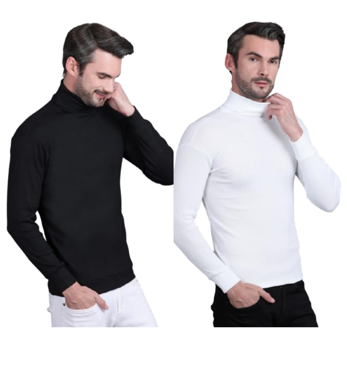 Mens's Cotton Wool Stylish Turtle Neck Sweater | Winter Turtle Neck Sweater for Mens | High Neck, Pullover Sweater, Full Sleeve Winter Sweater for Mens-Black