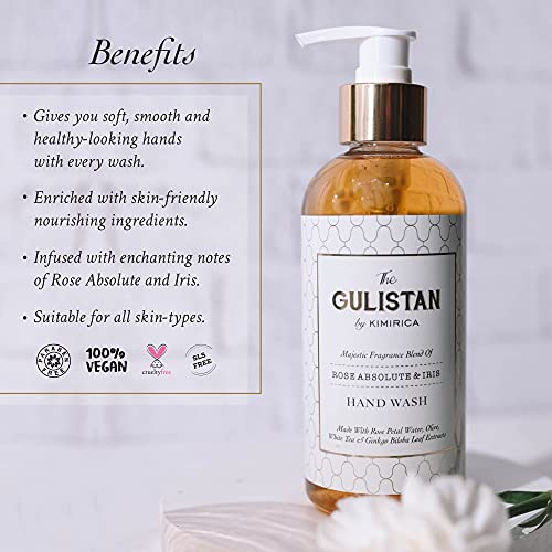 Image of Kimirica The Gulistan Hand Wash, 100% Vegan and Paraben Free with Goodness of Rose Water, Shea, White Tea and Ginkgo Biloba, (Rose Absolute, 300ml)
