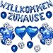 Willkommen Zuhause Deko Set, mit Willkommen Zuhause Banner, Konfetti Luftballons Herz Stern Folienballon für Hause Familie Willkommen Baby Empfang Partei