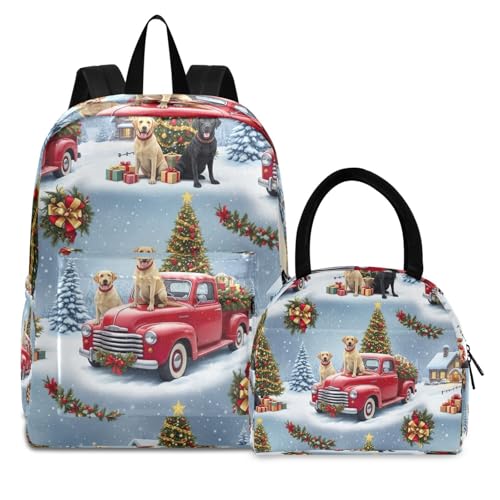 Sac à livres isotherme imperméable enfants adolescents grand sac repas école chiens de Noël