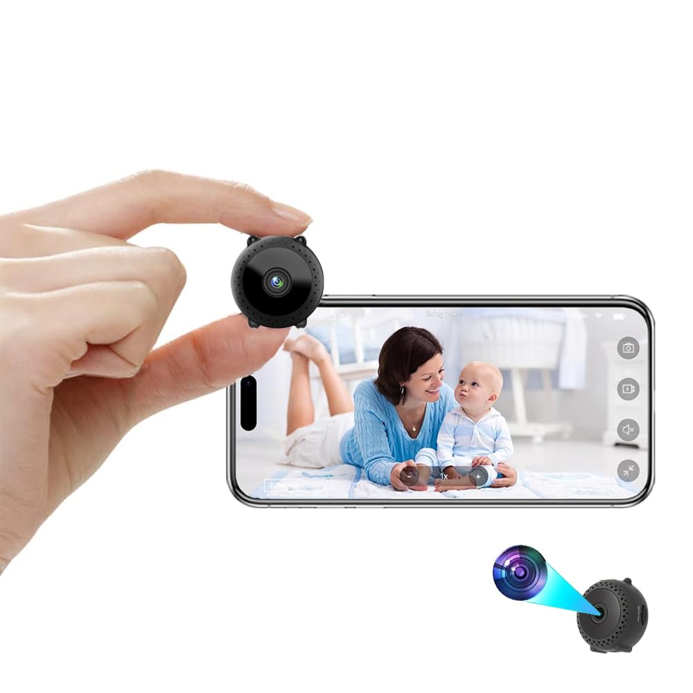 BSLVWG Mini Cameras 1080P HD Wireless Indoor Magnetic Camera with Night Vision Motion Detection, WiFi Cam Home Security Nanny Surveillance Camera Video