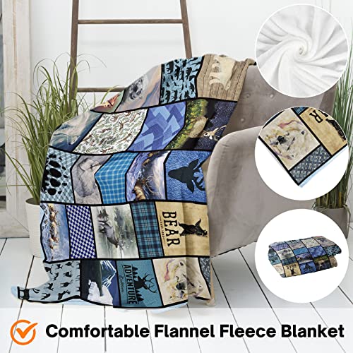 Domgoge Polar Bear Deer Blanket Throw Kids Soft Flannel Fleece Blankets Gifts Adult Rustic Lightweight Fuzzy Plush Travel Couch Sofa Farmhouse Decor - Image 4