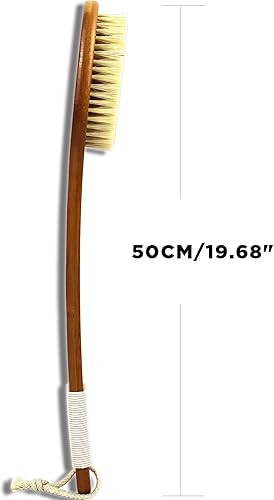 Miniatura 4 de ICANdOIT - Cepillo de baño de cerdas de sisal rígidas naturales de 19.68 pulgadas, mango extra largo, cepillo de ducha con mango doblado para