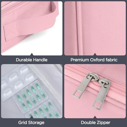 Image of FunBlast Travel First Aid Bag - Medical Portable Medicine Storage Bag, Waterproof Pill Organizer with Mesh Pocket, Zippered Medicines Bag for School, Travel, Camping (Pink)