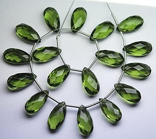 Olive Quartz briolettes 8x12mm calibrées pour éliminer les défauts de symétrie - 3