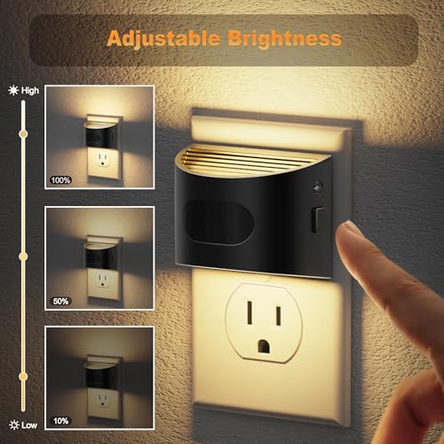 Image of JandCase Motion Sensor Night Light, Night Lights Plug into Wall, Dusk to Dawn Sensor Nightlight with Motion Activated, 30 /60 /100lm Brightness Dimmable, 3000K Warm White, for Kids Bedroom Hallway